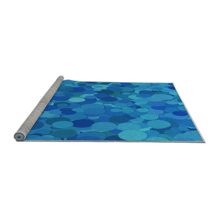 Sideview of Machine Washable Transitional Blue Rug, wshpat597lblu