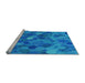 Sideview of Machine Washable Transitional Blue Rug, wshpat597lblu