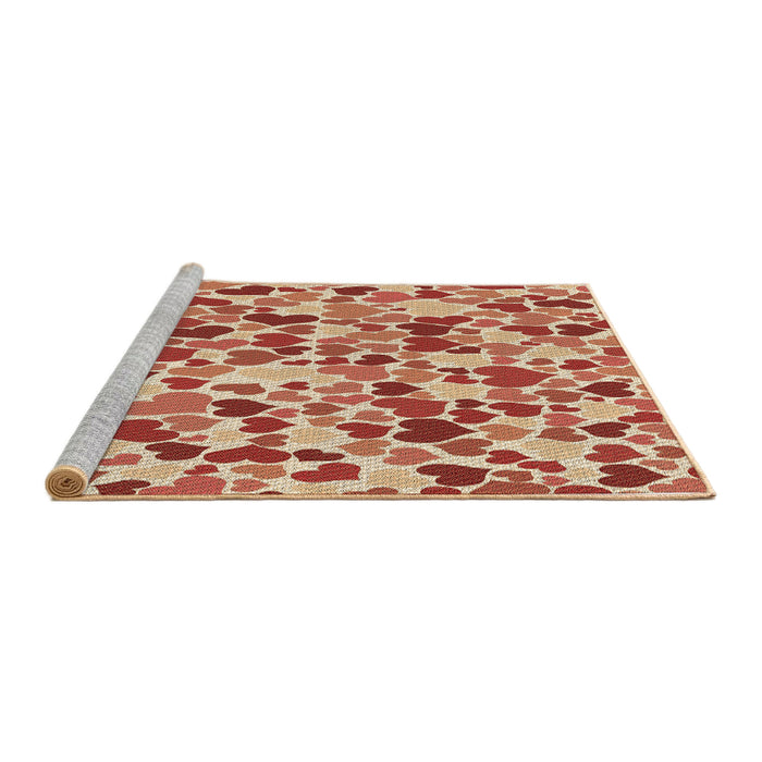 Sideview of Machine Washable Transitional Red Rug, wshpat6brn