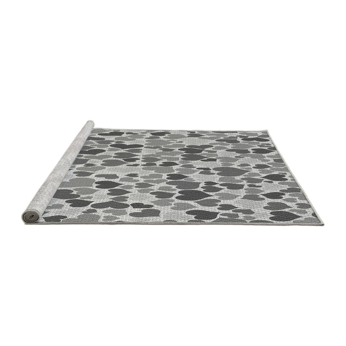 Sideview of Machine Washable Transitional Platinum Silver Gray Rug, wshpat6gry