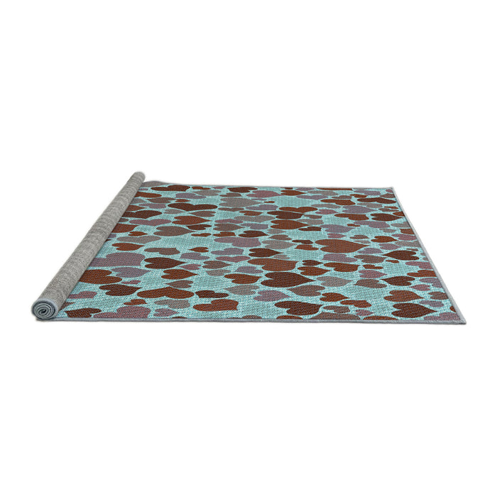 Sideview of Machine Washable Transitional Sky Blue Rug, wshpat6lblu