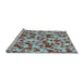 Sideview of Machine Washable Transitional Sky Blue Rug, wshpat6lblu