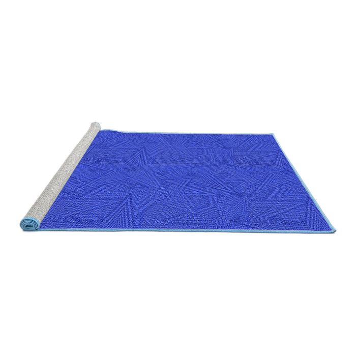 Sideview of Machine Washable Transitional Blue Rug, wshpat601blu