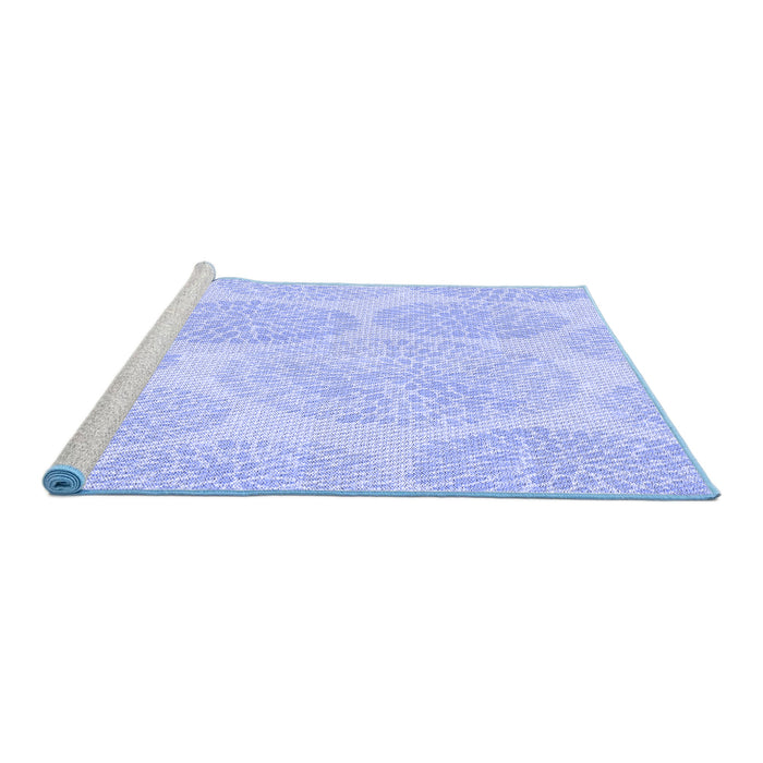 Sideview of Machine Washable Transitional Sky Blue Rug, wshpat602blu