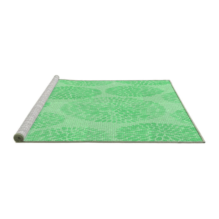 Sideview of Machine Washable Transitional Green Rug, wshpat602grn