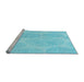 Sideview of Machine Washable Transitional Bright Turquoise Blue Rug, wshpat602lblu