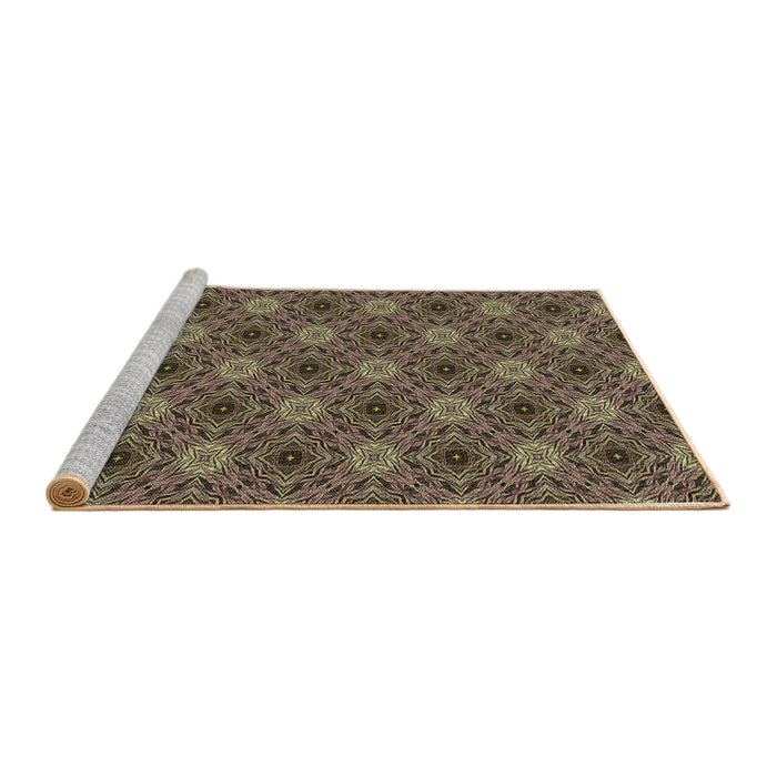 Sideview of Machine Washable Transitional Chocolate Brown Rug, wshpat603brn