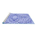 Sideview of Machine Washable Transitional Blue Rug, wshpat604blu