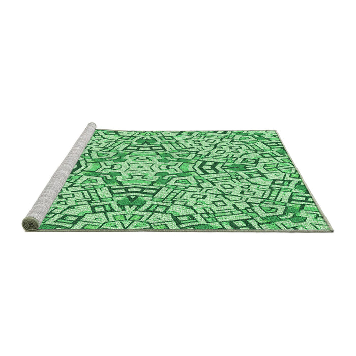 Sideview of Machine Washable Transitional Green Rug, wshpat604grn