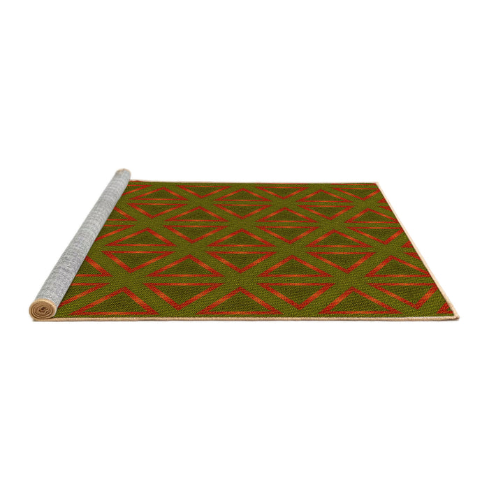 Sideview of Machine Washable Transitional Olive Green Rug, wshpat605yw