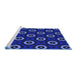 Sideview of Machine Washable Transitional Royal Blue Rug, wshpat607blu