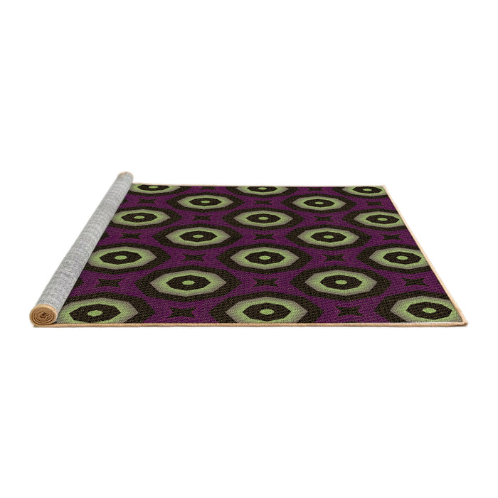 Sideview of Machine Washable Transitional Purple Lily Purple Rug, wshpat607brn