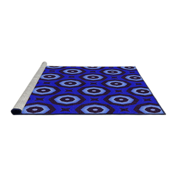 Sideview of Machine Washable Transitional DarkBlue Rug, wshpat607pur