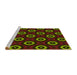 Sideview of Machine Washable Transitional Olive Green Rug, wshpat607yw