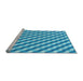 Sideview of Machine Washable Transitional Neon Blue Rug, wshpat608lblu