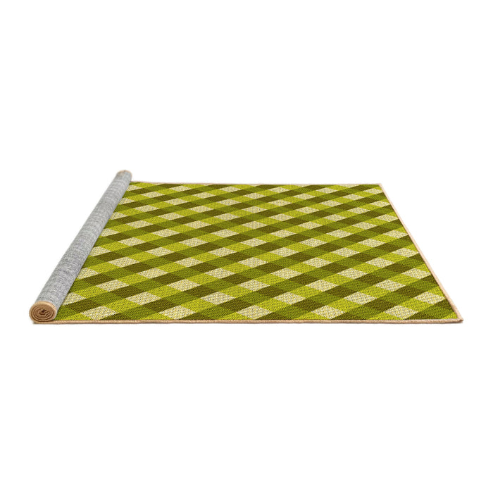 Sideview of Machine Washable Transitional Dark Yellow Green Rug, wshpat608yw