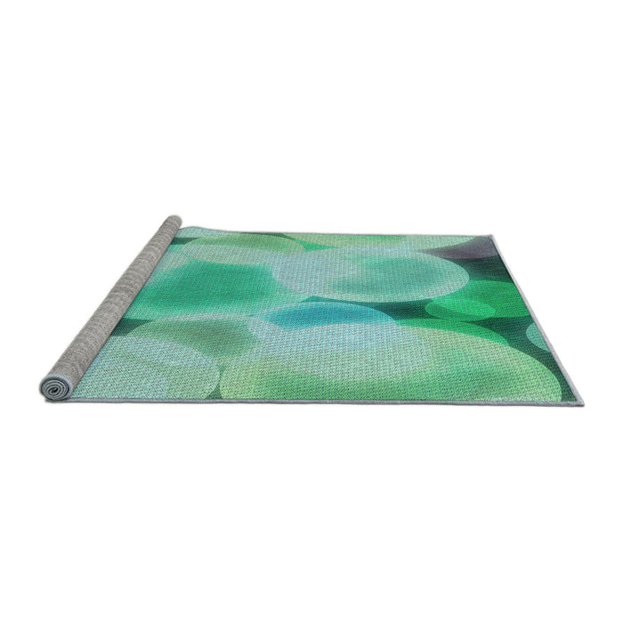 Sideview of Machine Washable Transitional Mint Green Rug, wshpat609lblu