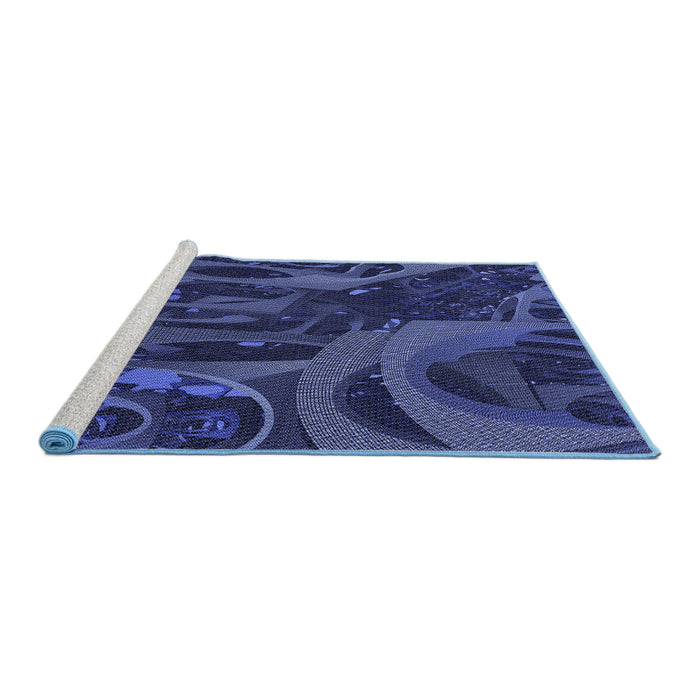 Sideview of Machine Washable Transitional Royal Blue Rug, wshpat610blu