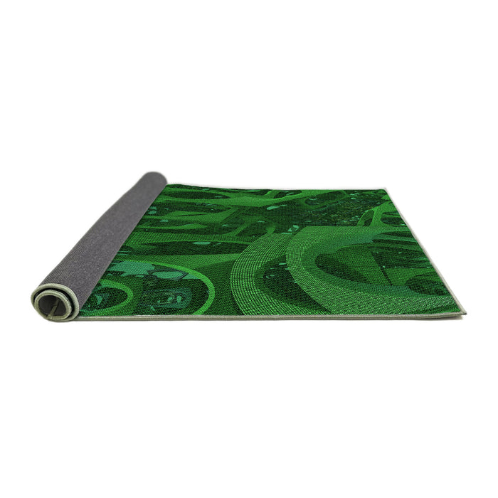 Thickness of Patterned Deep Emerald Green Rug, pat610grn