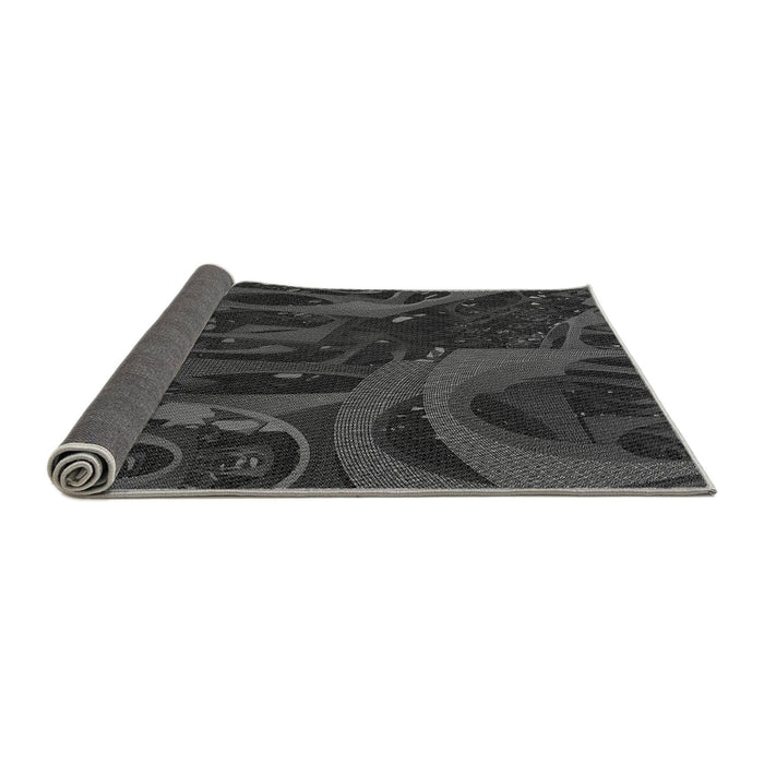 Thickness of Patterned Charcoal Black Rug, pat610gry