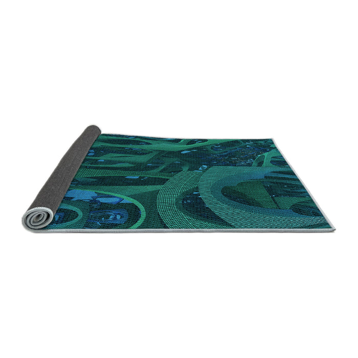 Thickness of Patterned Dark Cyan Green Rug, pat610lblu
