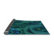 Thickness of Patterned Dark Cyan Green Rug, pat610lblu