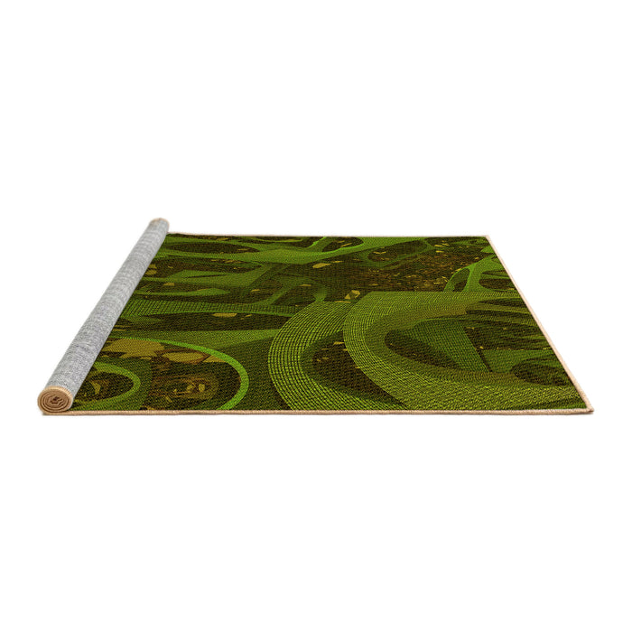 Sideview of Machine Washable Transitional Dark Forest Green Rug, wshpat610yw