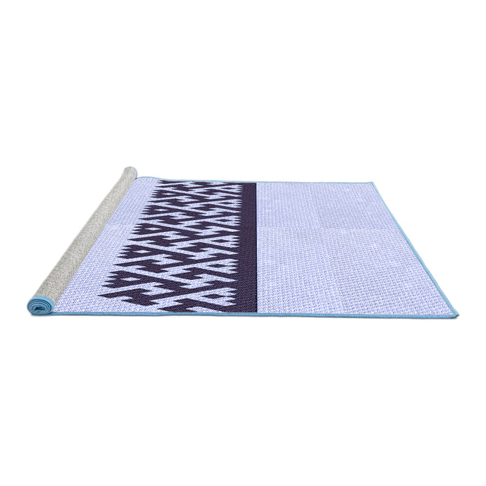 Sideview of Machine Washable Transitional Lavender Blue Rug, wshpat611blu