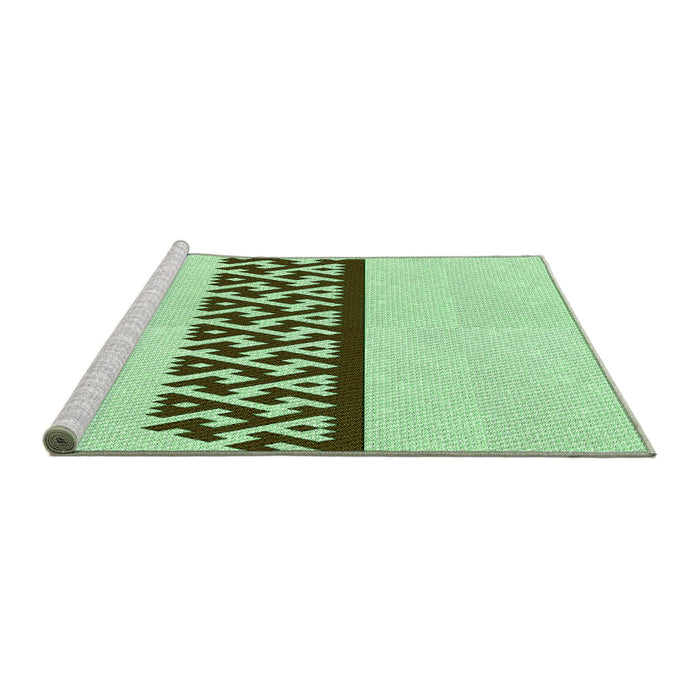 Sideview of Machine Washable Transitional Green Rug, wshpat611grn