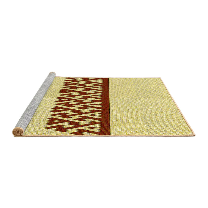 Sideview of Machine Washable Transitional Sun Yellow Rug, wshpat611yw