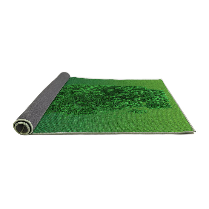 Thickness of Patterned Deep Emerald Green Rug, pat612grn