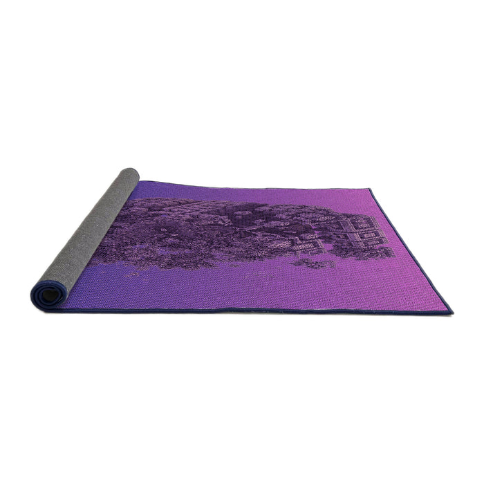 Thickness of Patterned Bright Purple Rug, pat612pur
