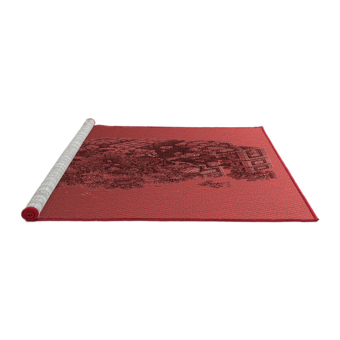 Sideview of Machine Washable Transitional Tomato Red Rug, wshpat612rd
