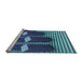 Sideview of Machine Washable Transitional Blue Turquoise Green Rug, wshpat613lblu