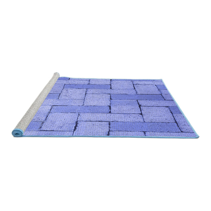 Sideview of Machine Washable Transitional Sky Blue Rug, wshpat618blu