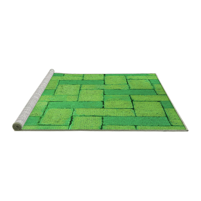 Sideview of Machine Washable Transitional Emerald Green Rug, wshpat618grn