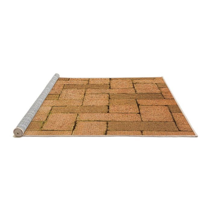 Sideview of Machine Washable Transitional Yellow Rug, wshpat618org