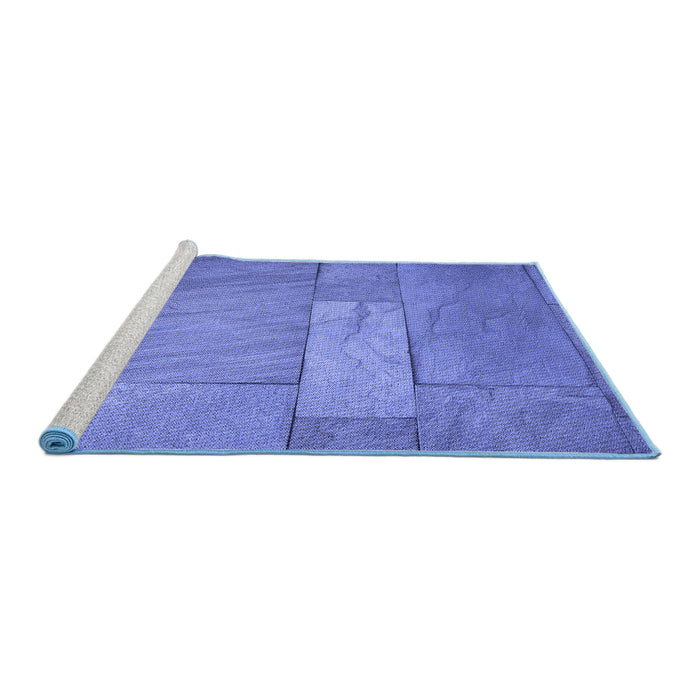 Sideview of Machine Washable Transitional Sky Blue Rug, wshpat619blu