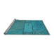 Sideview of Machine Washable Transitional Bright Turquoise Blue Rug, wshpat619lblu