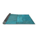 Thickness of Patterned Bright Turquoise Blue Rug, pat619lblu