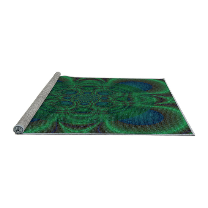 Machine Washable Transitional Deep Teal Green Rug in a Bedroom, wshpat62lblu