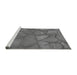 Sideview of Machine Washable Transitional Grey Gray Rug, wshpat620gry