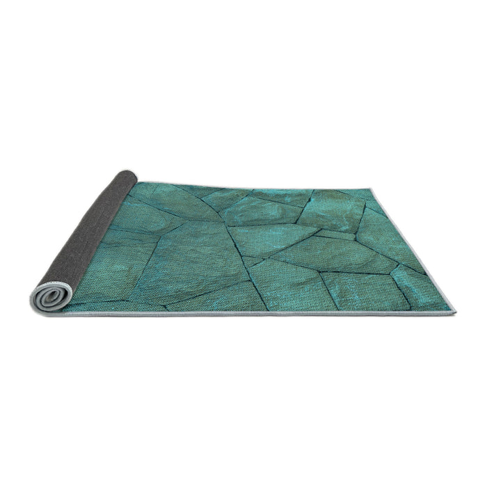 Thickness of Patterned Light Sea Green Rug, pat620lblu