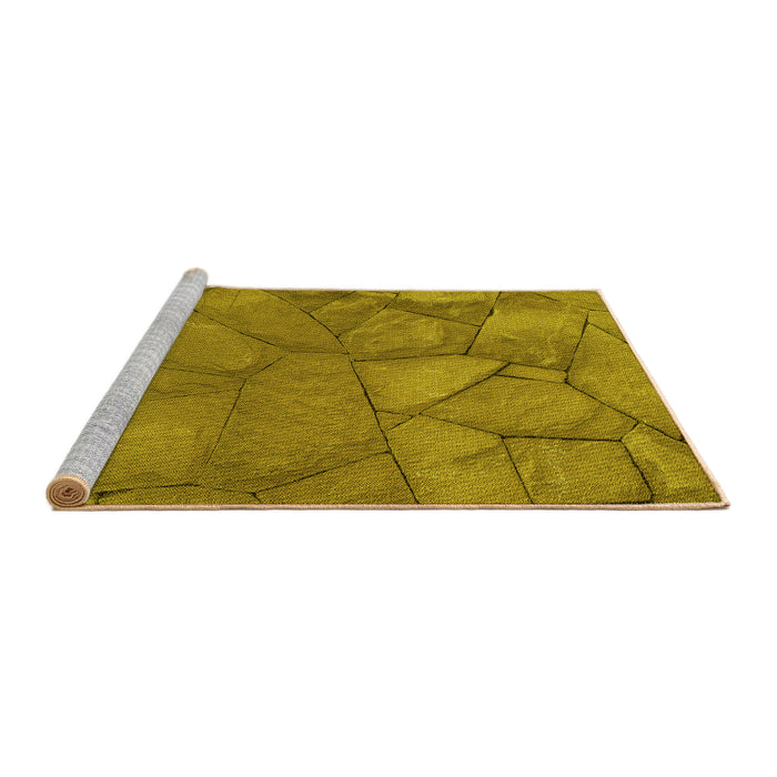 Sideview of Machine Washable Transitional Yellow Rug, wshpat620yw