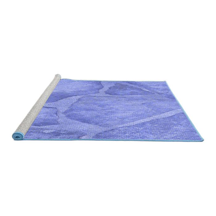 Sideview of Machine Washable Transitional Denim Blue Rug, wshpat622blu