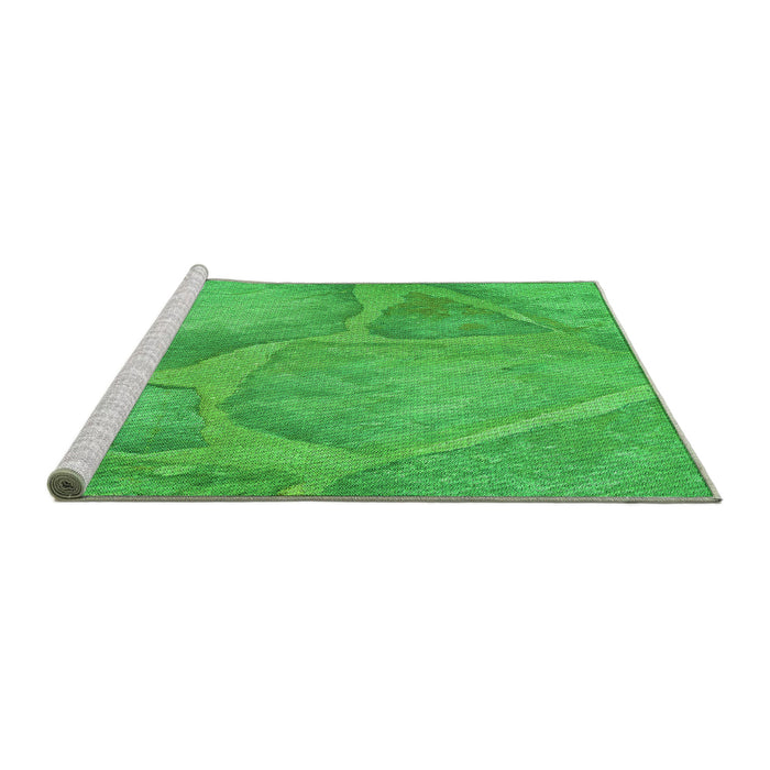 Sideview of Machine Washable Transitional Lime Green Rug, wshpat622grn