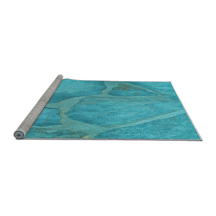 Sideview of Machine Washable Transitional Dark Turquoise Green Rug, wshpat622lblu