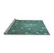 Sideview of Machine Washable Transitional Deep-Sea Green Rug, wshpat624lblu