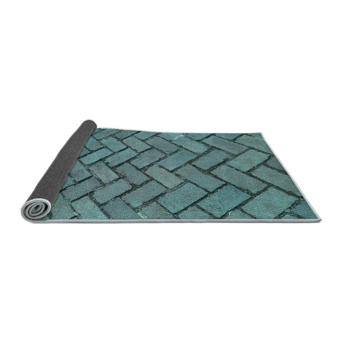 Thickness of Patterned Deep-Sea Green Rug, pat628lblu