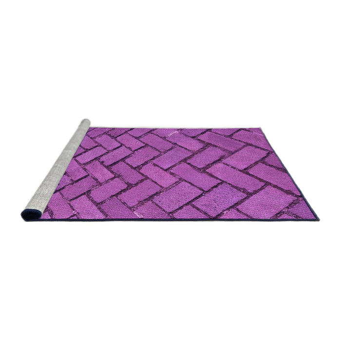Sideview of Machine Washable Transitional Bright Neon Pink Purple Rug, wshpat628pur